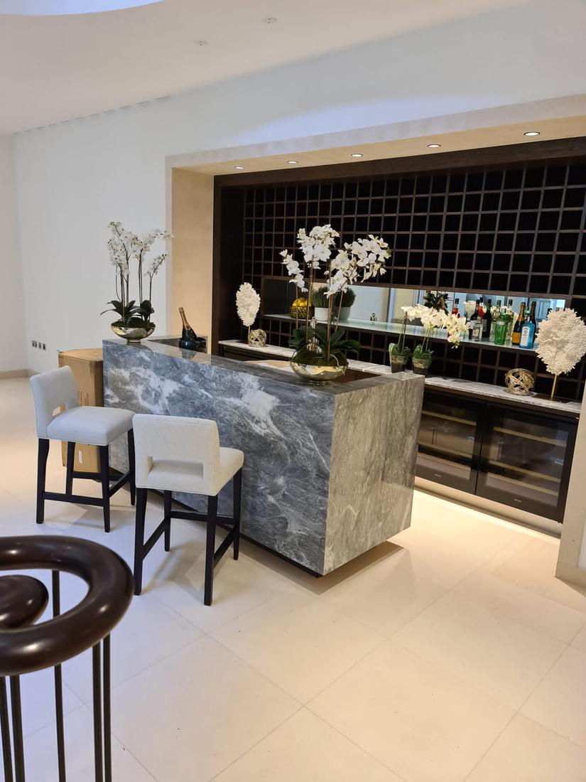 Home bar with marble counter