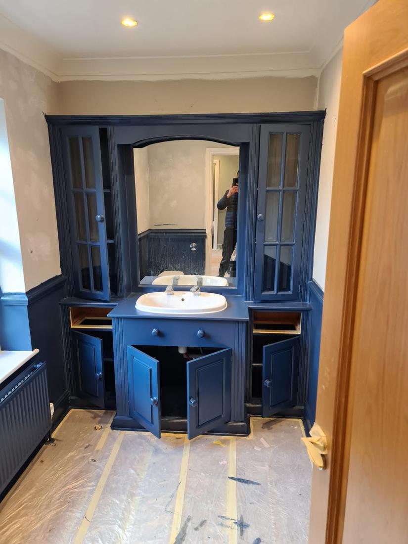 Vanity unit painted deep navy